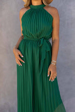 Load image into Gallery viewer, Halter Neck Pleated Wide Leg Jumpsuit with Belt
