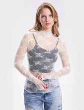 Load image into Gallery viewer, Lux Layering Floral Lace See Through Mesh Top Blouse
