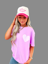 Load image into Gallery viewer, Heart Pocket Neon Violet Graphic Tee
