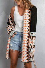 Load image into Gallery viewer, Aztec Print Open Front Knitted Cardigan
