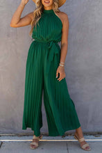 Load image into Gallery viewer, Halter Neck Pleated Wide Leg Jumpsuit with Belt
