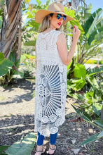 Load image into Gallery viewer, Ivory Floral Printed Maxi Crochet Vest Kimono
