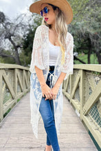 Load image into Gallery viewer, Ivory Floral Lace Sheer Dressy Open Front Kimono Cover Up
