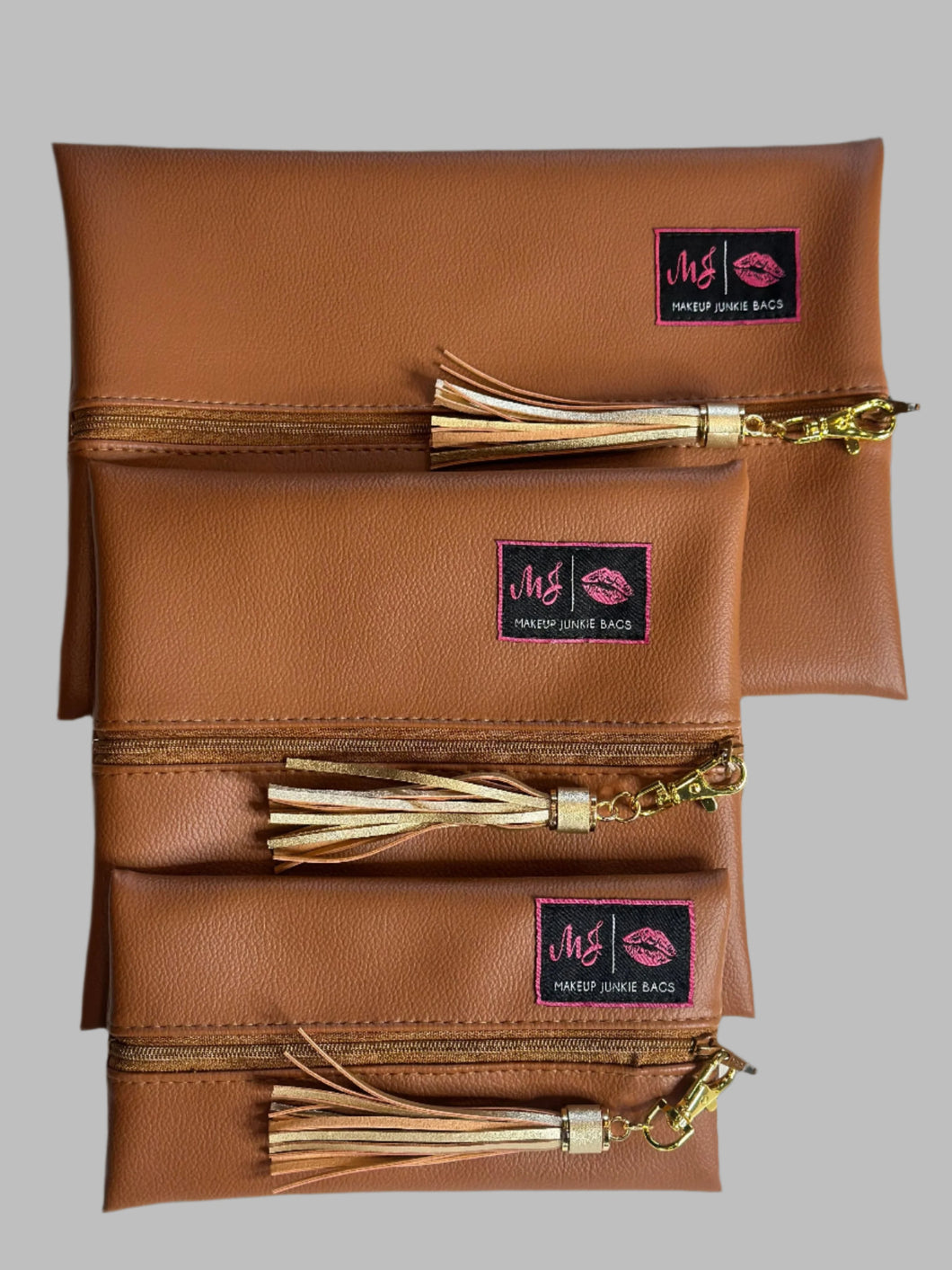 Makeup Junkie Bag-Brown Leather