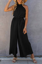 Load image into Gallery viewer, Halter Neck Pleated Wide Leg Jumpsuit with Belt
