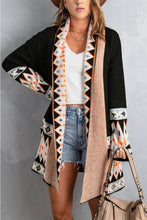 Load image into Gallery viewer, Aztec Print Open Front Knitted Cardigan
