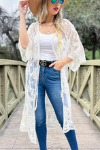 Load image into Gallery viewer, Ivory Floral Lace Sheer Dressy Open Front Kimono Cover Up
