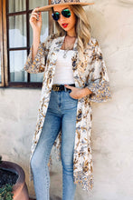 Load image into Gallery viewer, Multi Floral Border Printed Maxi Kimono Cardigan Cover Up
