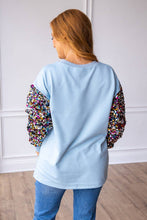 Load image into Gallery viewer, Nutcrackers on Blue Top with Sequin Sleeves
