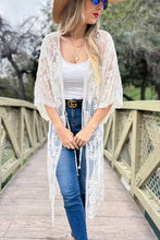 Load image into Gallery viewer, Ivory Floral Lace Sheer Dressy Open Front Kimono Cover Up
