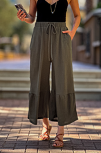 Load image into Gallery viewer, Army Green  Wide Leg Crop Pants
