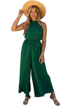 Load image into Gallery viewer, Halter Neck Pleated Wide Leg Jumpsuit with Belt
