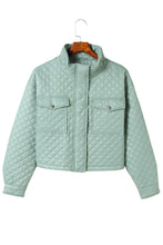 Load image into Gallery viewer, Quilted Pocketed Zip-up Cropped Jacket
