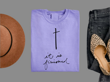 Load image into Gallery viewer, IT IS FINISHED GARMENT LILAC DYED SPRING EASTER GRAPHIC TEE

