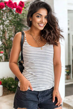 Load image into Gallery viewer, Stripe Adjustable Straps Ribbed Knit Tank Top
