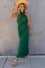 Load image into Gallery viewer, Halter Neck Pleated Wide Leg Jumpsuit with Belt
