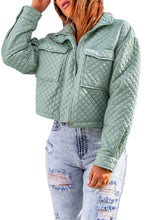 Load image into Gallery viewer, Quilted Pocketed Zip-up Cropped Jacket
