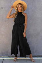 Load image into Gallery viewer, Halter Neck Pleated Wide Leg Jumpsuit with Belt
