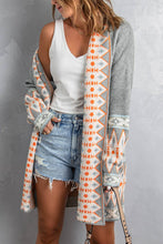 Load image into Gallery viewer, Aztec Print Open Front Knitted Cardigan
