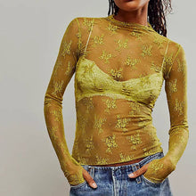 Load image into Gallery viewer, Lux Layering Floral Lace See Through Mesh Top Blouse
