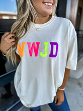 Load image into Gallery viewer, WWJD Neon Puff Letter Graphic Tee
