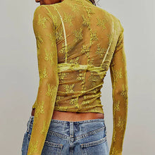 Load image into Gallery viewer, Lux Layering Floral Lace See Through Mesh Top Blouse
