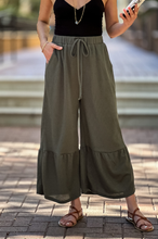 Load image into Gallery viewer, Army Green  Wide Leg Crop Pants
