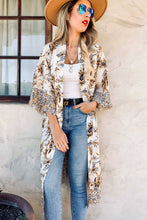 Load image into Gallery viewer, Multi Floral Border Printed Maxi Kimono Cardigan Cover Up
