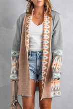 Load image into Gallery viewer, Aztec Print Open Front Knitted Cardigan
