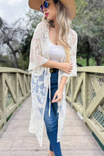 Load image into Gallery viewer, Ivory Floral Lace Sheer Dressy Open Front Kimono Cover Up
