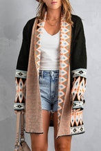 Load image into Gallery viewer, Aztec Print Open Front Knitted Cardigan
