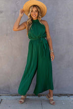 Load image into Gallery viewer, Halter Neck Pleated Wide Leg Jumpsuit with Belt
