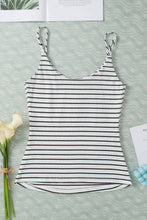 Load image into Gallery viewer, Stripe Adjustable Straps Ribbed Knit Tank Top
