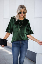 Load image into Gallery viewer, Velvet Relaxed Ruffle Sleeve
